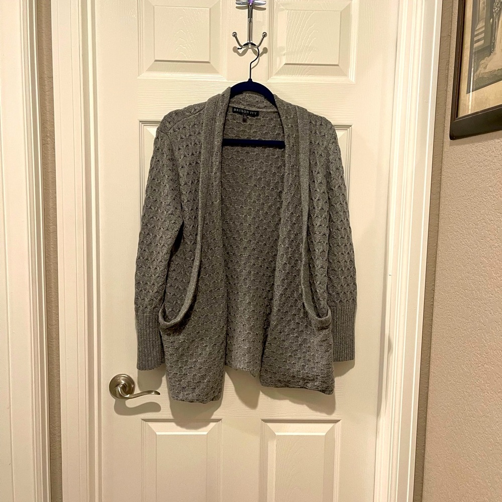 Brixon Ivy Gray Cable Knit Cardigan Sweater. Size Large